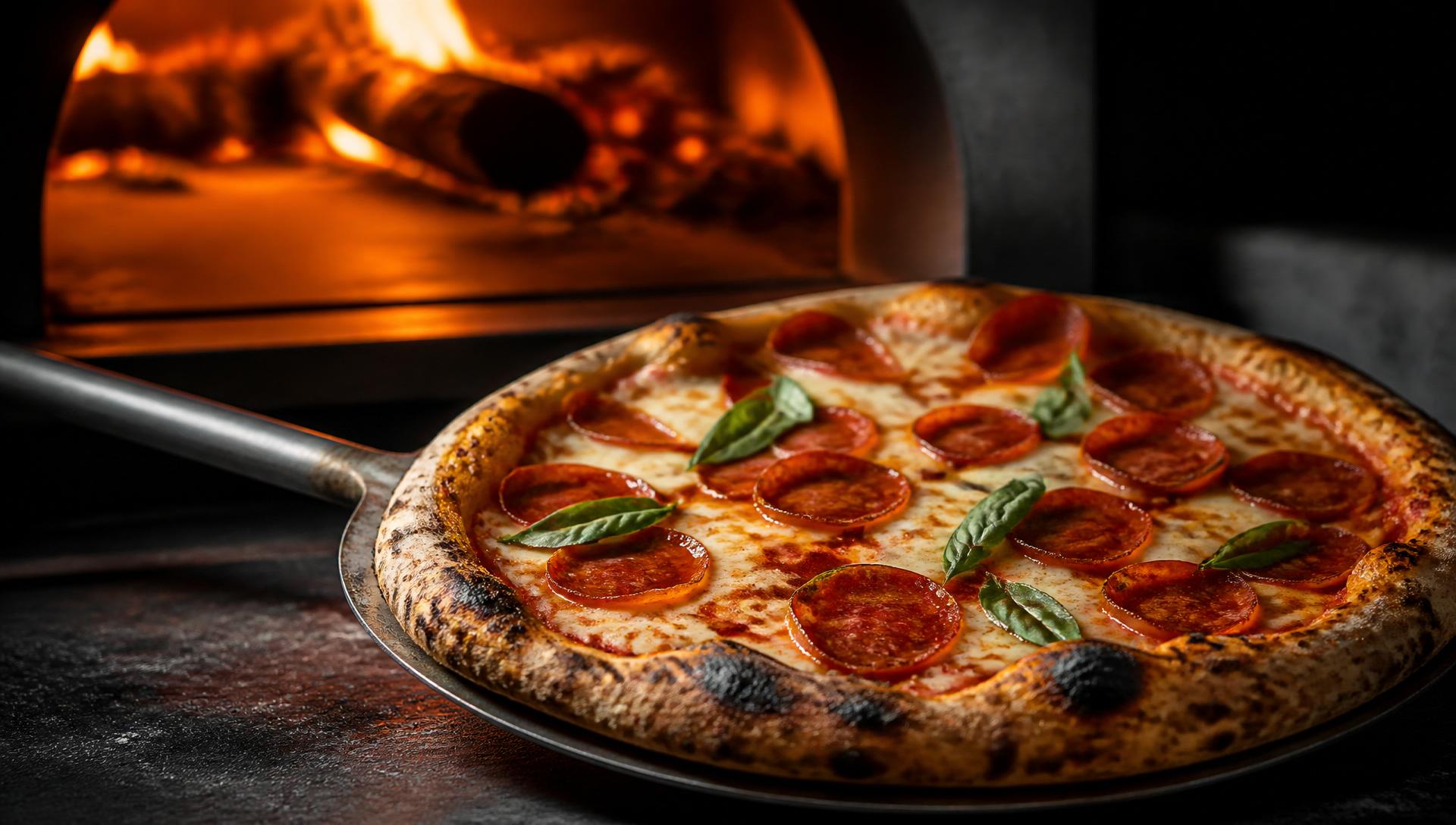 Pepperoni pizza fresh from a FireStone stone oven